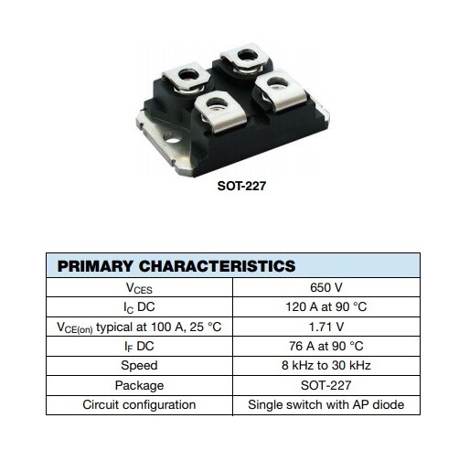 VS_GT120DA65U_1PCS VS-GT120DA65U igbt module transistor Bipolar Gate Vishay 650V 120A - 1Pcs - MP Component - foto 5